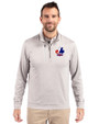 Montreal Expos Cooperstown Cutter & Buck Stealth Heathered Mens Big and Tall  Quarter Zip Pullover Polished Medium Gray Front