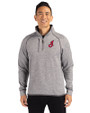 Cleveland Indians Cooperstown Cutter & Buck Mainsail Sweater-Knit Mens Big and Tall Half Zip Pullover Jacket Polished Heather Front