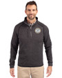 Milwaukee Brewers Cooperstown Cutter & Buck Mainsail Sweater-Knit Mens Big and Tall Half Zip Pullover Jacket Charcoal Heather Front