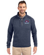 Toronto Blue Jays Cooperstown Cutter & Buck Mainsail Sweater-Knit Mens Big and Tall Half Zip Pullover Jacket Liberty Navy Heather Front