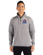 Toronto Blue Jays Cooperstown Cutter & Buck Mainsail Sweater-Knit Mens Big and Tall Half Zip Pullover Jacket Polished Heather Front