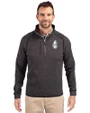 Chicago Cubs Cooperstown Cutter & Buck Mainsail Sweater-Knit Mens Big and Tall Half Zip Pullover Jacket Charcoal Heather Front