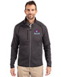 Toronto Blue Jays Cooperstown Cutter & Buck Mainsail Sweater-Knit Mens Big and Tall Full Zip Jacket Charcoal Heather Front