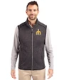 Seattle Mariners Cooperstown Cutter & Buck Mainsail Sweater-Knit Mens Big and Tall Full Zip Vest Charcoal Heather Front