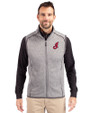 Cleveland Indians Cooperstown Cutter & Buck Mainsail Sweater-Knit Mens Big and Tall Full Zip Vest Polished Heather Front