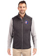 Texas Rangers Cooperstown Cutter & Buck Mainsail Sweater-Knit Mens Big and Tall Full Zip Vest Charcoal Heather Front