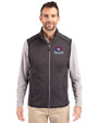 Toronto Blue Jays Cooperstown Cutter & Buck Mainsail Sweater-Knit Mens Big and Tall Full Zip Vest Charcoal Heather Front