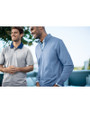 Two men, one wearing Endurance Half Zip in Tour blue Heather