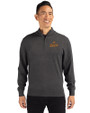 Houston Astros Cooperstown Cutter & Buck Lakemont Tri-Blend Mens Big and Tall Quarter Zip Pullover Sweater Charcoal Heather Front