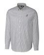 Alabama Crimson Tide Alumni Cutter & Buck Stretch Oxford Stripe Mens Big and Tall Long Sleeve Dress Shirt Charcoal Mannequin