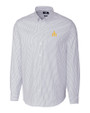 Seattle Mariners Cooperstown Cutter & Buck Stretch Oxford Stripe Mens Big and Tall Long Sleeve Dress Shirt Light Blue Mannequin