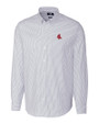 Boston Red Sox Cooperstown Cutter & Buck Stretch Oxford Stripe Mens Big and Tall Long Sleeve Dress Shirt Light Blue Mannequin