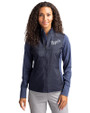 Kansas City Royals Cooperstown Cutter & Buck Stealth Hybrid Quilted Womens Full Zip Windbreaker Jacket Liberty Navy Front