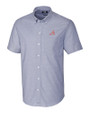 Atlanta Braves Cooperstown Cutter & Buck Stretch Oxford Mens Big and Tall Short Sleeve Dress Shirt Light Blue Mannequin