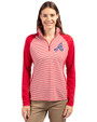 Atlanta Braves Cooperstown Cutter & Buck Forge Tonal Stripe Stretch Half Zip Womens Top Cardinal Red Front