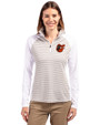 Baltimore Orioles Cooperstown Cutter & Buck Forge Tonal Stripe Stretch Half Zip Womens Top White/Polished Front