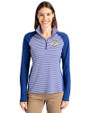 Milwaukee Brewers Cooperstown Cutter & Buck Forge Tonal Stripe Stretch Half Zip Womens Top Tour Blue Front