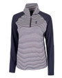 Chicago Cubs Cooperstown Cutter & Buck Forge Tonal Stripe Stretch Half Zip Womens Top Liberty Navy Mannequin