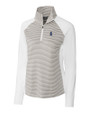 Chicago Cubs Cooperstown Cutter & Buck Forge Tonal Stripe Stretch Half Zip Womens Top White/Polished Mannequin