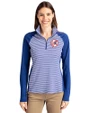 New York Yankees Cooperstown Cutter & Buck Forge Tonal Stripe Stretch Half Zip Womens Top Tour Blue Front