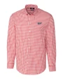 Minnesota Twins Cooperstown Cutter & Buck Easy Care Stretch Gingham Mens Big and Tall Long Sleeve Dress Shirt Cardinal Red Mannequin