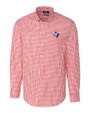 Texas Rangers Cooperstown Cutter & Buck Easy Care Stretch Gingham Mens Big and Tall Long Sleeve Dress Shirt Cardinal Red Mannequin