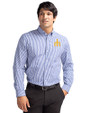 Seattle Mariners Cooperstown Cutter & Buck Easy Care Stretch Gingham Mens Big and Tall Long Sleeve Dress Shirt Tour Blue Front