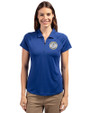 Milwaukee Brewers Cooperstown Cutter & Buck Forge Stretch Womens Short Sleeve Polo Tour Blue Front