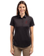 Alabama Crimson Tide Alumni Cutter & Buck Prospect Eco Textured Stretch Recycled Womens Short Sleeve Polo Black Front