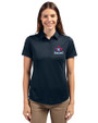 Toronto Blue Jays Cooperstown Cutter & Buck Prospect Eco Textured Stretch Recycled Womens Short Sleeve Polo Navy Blue Front