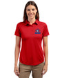 Toronto Blue Jays Cooperstown Cutter & Buck Prospect Eco Textured Stretch Recycled Womens Short Sleeve Polo Red Front