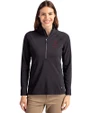 Alabama Crimson Tide Alumni Cutter & Buck Adapt Eco Knit Stretch Recycled Womens Half Zip Pullover Black Front