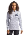 Chicago White Sox Cooperstown Cutter & Buck Traverse Stretch Eco Camo Print Quarter Zip Womens Pullover Charcoal Front