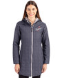 Los Angeles Dodgers Cooperstown Cutter & Buck Rainier PrimaLoft®  Womens Eco Insulated Hooded Long Coat Anthracite Melange Front