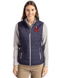 Boston Red Sox Cooperstown Cutter & Buck Rainier PrimaLoft® Womens Eco Insulated Full Zip Puffer Vest Dark Navy/Silver Front