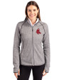 Boston Red Sox Cooperstown Cutter & Buck Mainsail Full Zip Hooded Womens Jacket Polished Heather Front