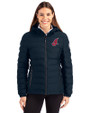 Cleveland Indians Cooperstown Cutter & Buck Mission Ridge Repreve® Eco Insulated Womens Puffer Jacket Navy Blue Front