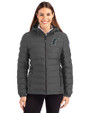 Miami Marlins Cooperstown Cutter & Buck Mission Ridge Repreve® Recycled Insulated Puffer Womens Full Zip Jacket Elemental Grey Front