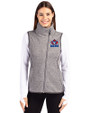 Toronto Blue Jays Cooperstown Cutter & Buck Mainsail Sweater Knit Womens Asymmetrical Vest Polished Heather Front