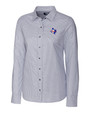 Texas Rangers Cooperstown Cutter & Buck Stretch Oxford Stripe Womens Long Sleeve Dress Shirt CC_MANN_HG 1