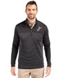 Cincinnati Reds Cooperstown Cutter & Buck Traverse Stretch Eco Stripe Quarter Zip Mens Pullover Black Front