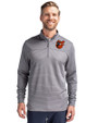 Baltimore Orioles Cooperstown Cutter & Buck Traverse Stretch Eco Stripe Quarter Zip Mens Pullover Elemental Grey Front