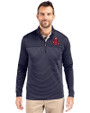 Boston Red Sox Cooperstown Cutter & Buck Traverse Stretch Eco Stripe Quarter Zip Mens Pullover Liberty Navy Front