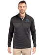 Tampa Bay Rays Cooperstown Cutter & Buck Traverse Stretch Eco Stripe Quarter Zip Mens Pullover Black Front