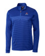 Toronto Blue Jays Cooperstown Cutter & Buck Traverse Stretch Eco Stripe Quarter Zip Mens Pullover Tour Blue Mannequin