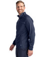 Toronto Blue Jays Cooperstown Cutter & Buck Adapt Eco Knit Hybrid Recycled Mens Full Zip Jacket Navy Blue Side