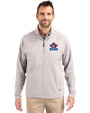 Toronto Blue Jays Cooperstown Cutter & Buck Adapt Eco Knit Hybrid Recycled Mens Quarter Zip Polished Medium Gray Front