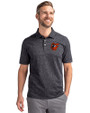 Baltimore Orioles Cooperstown Cutter & Buck Advantage Tri-Blend Space Dye Mens Polo Dark Black Front