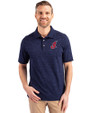 Cleveland Indians Cooperstown Cutter & Buck Advantage Tri-Blend Space Dye Mens Polo Dark Liberty Navy Front
