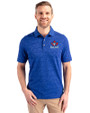 Toronto Blue Jays Cooperstown Cutter & Buck Advantage Tri-Blend Space Dye Mens Polo Dark Tour Blue Front